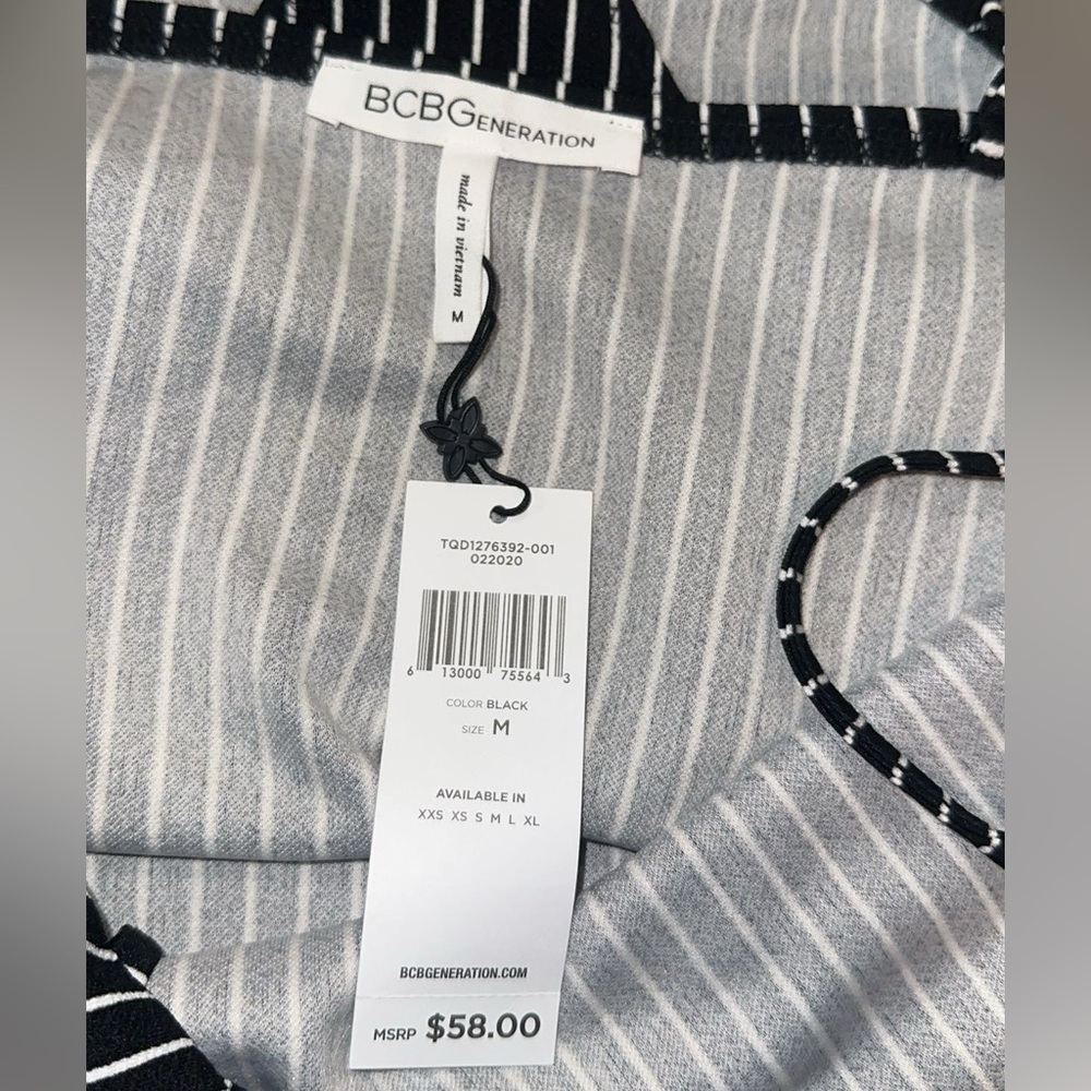 BCBGeneration Womens Black Striped Bodysuit NWT Size M